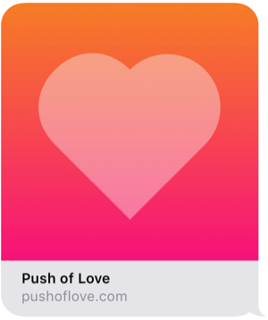 PushOfLove.com iMessage link preview with heading and image