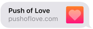 PushOfLove.com iMessage link preview with heading and logo